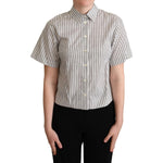 Dolce & Gabbana White Black Striped Collared Shirt TSH5965 -38
