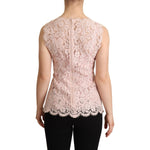 Dolce & Gabbana Pink Floral Lace Sleeveless Tank Blouse Top TSH6301-38