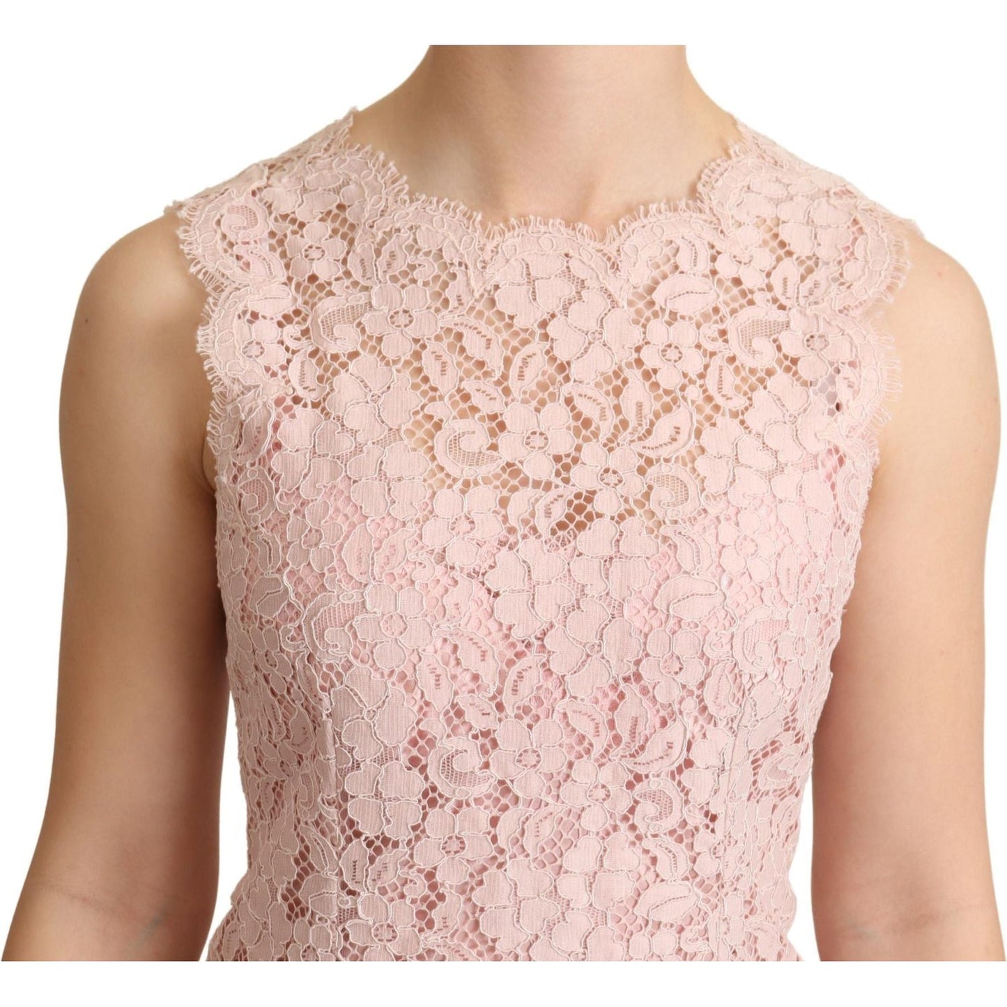 Dolce & Gabbana Pink Floral Lace Sleeveless Tank Blouse Top TSH6301-38