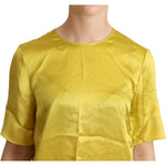 Dolce & Gabbana Yellow Silk Short Sleeve Blouse T-shirt TSH6305 -38