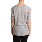 Dolce & Gabbana Gray Solid 100% Cotton V-neck Top T-shirt TSH6667 -38