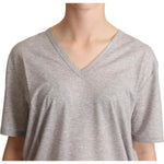 Dolce & Gabbana Gray Solid 100% Cotton V-neck Top T-shirt TSH6667 -38