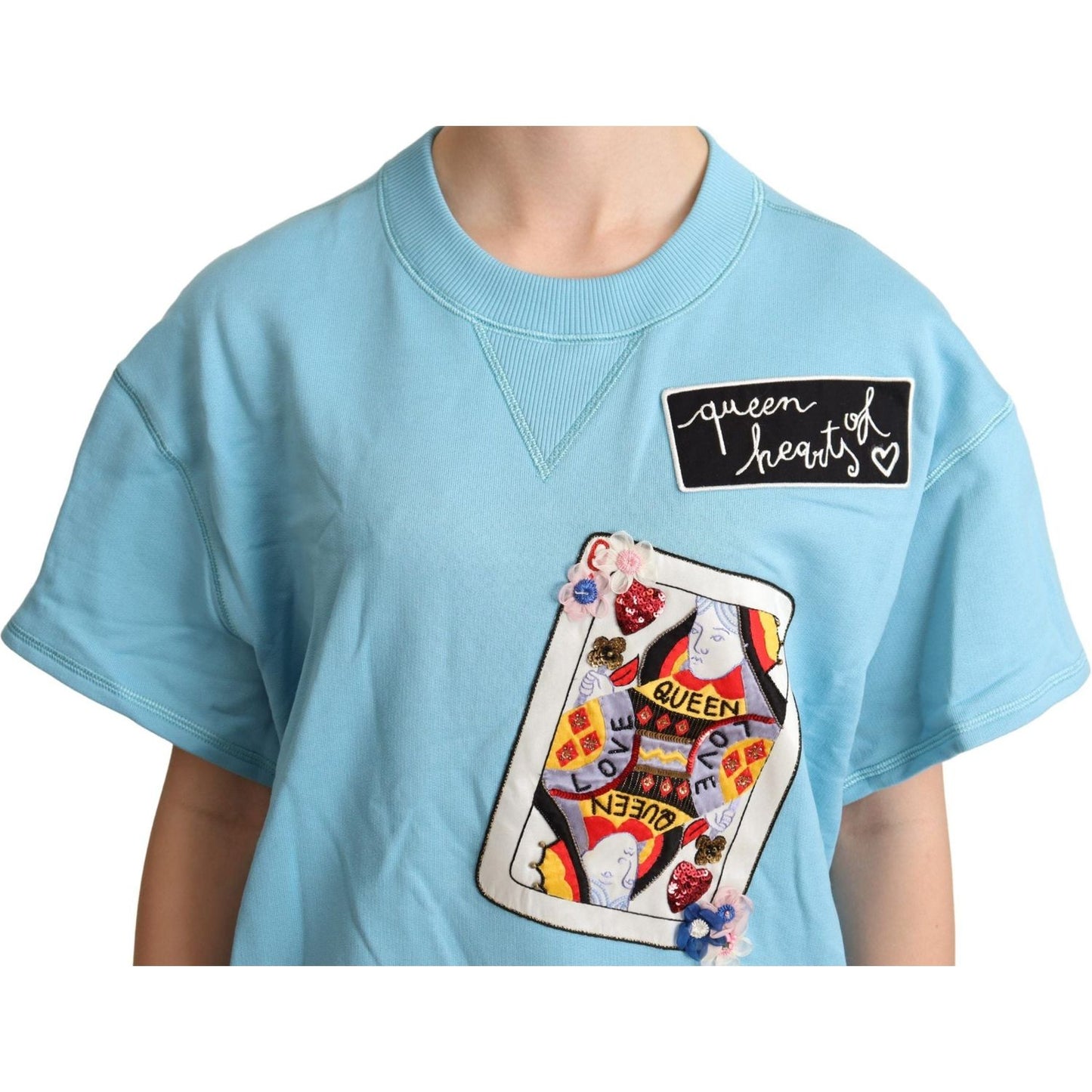 Dolce & Gabbana BLue Queen Of Hearts Card Sweater T-shirt TSH6681-38