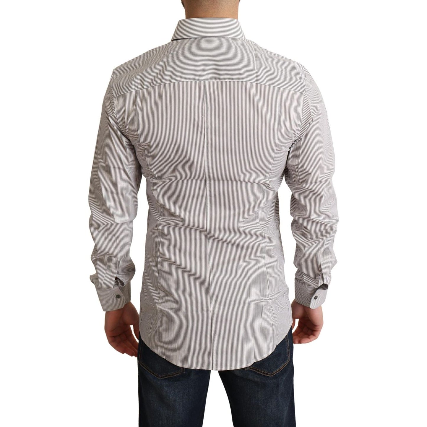 Dolce & Gabbana Gray Cotton Slim Fit Mens SICILY Shirt TSH6432 -38
