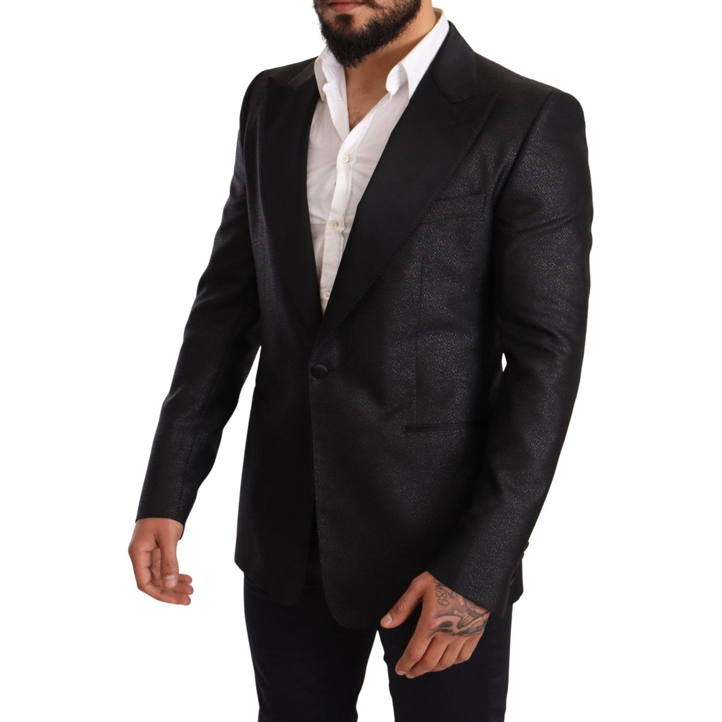 Dolce & Gabbana Black Metallic Slim Jacket Tuxedo Blazer JKT2827-50