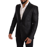 Dolce & Gabbana Black Metallic Slim Jacket Tuxedo Blazer JKT2827-50