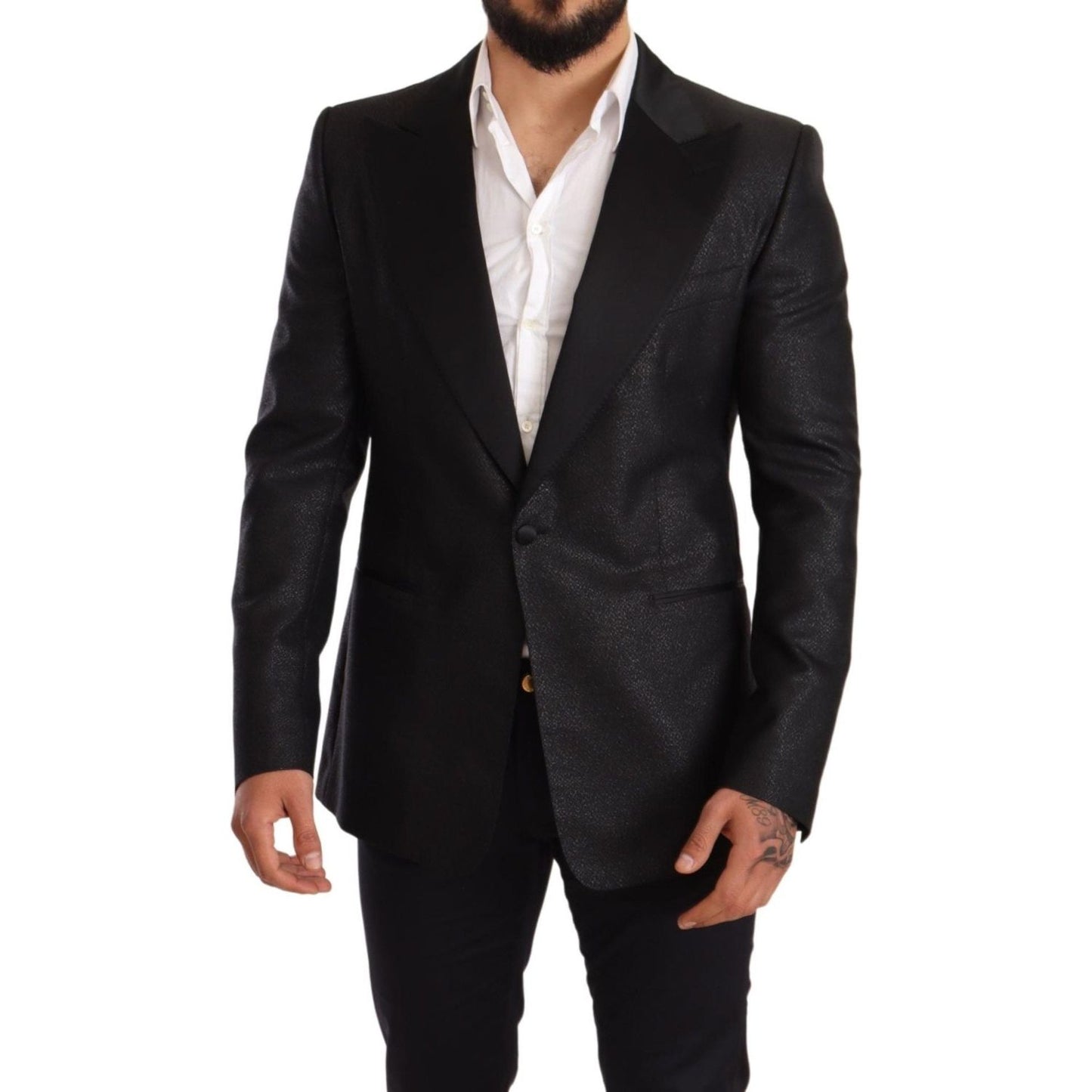 Dolce & Gabbana Black Metallic Slim Jacket Tuxedo Blazer JKT2827-50