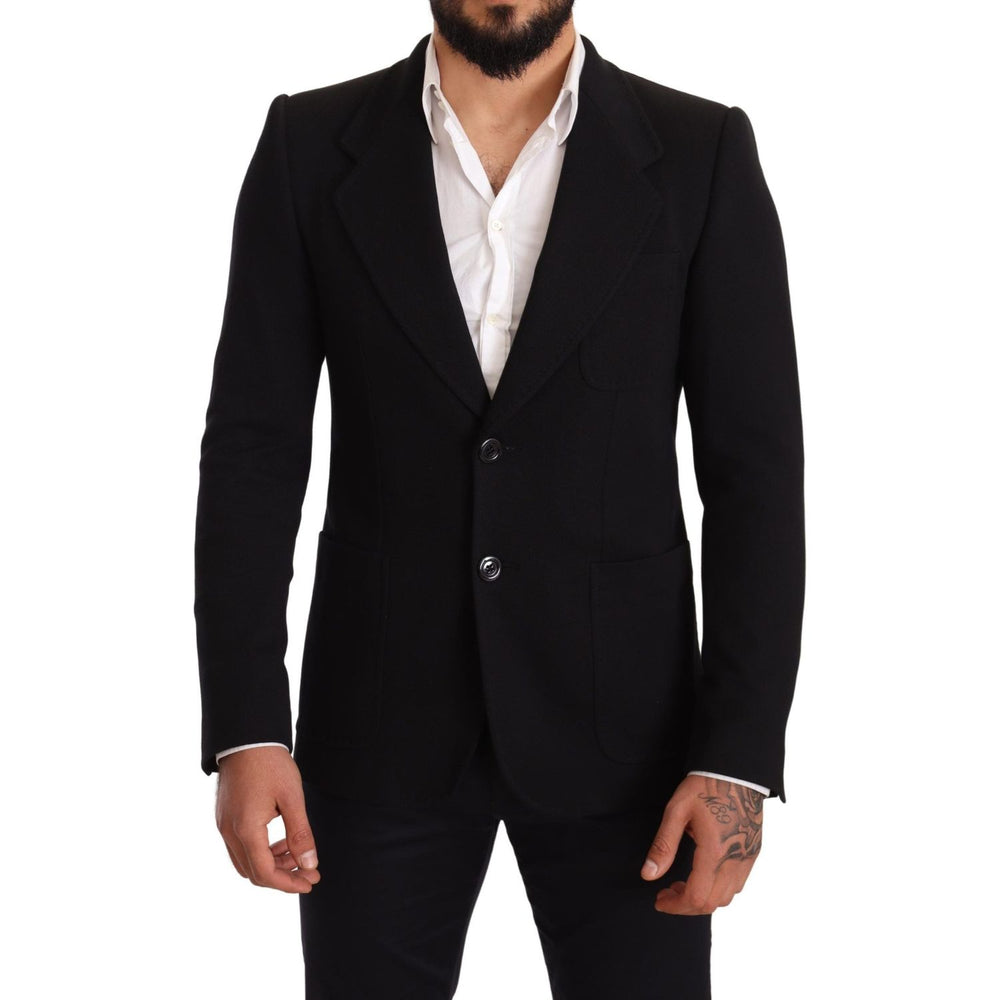 Dolce & Gabbana Black Cotton Slim Fit Coat Jacket Blazer JKT2852-48