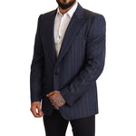 Dolce & Gabbana Blue Striped Wool Slim Fit Blazer Jacket JKT2959-54