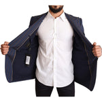 Dolce & Gabbana Blue Striped Wool Slim Fit Blazer Jacket JKT2959-54