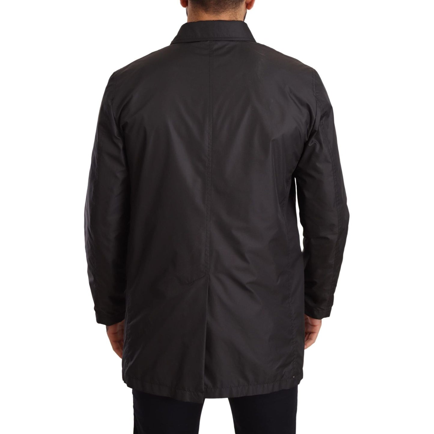 Dolce & Gabbana Black Polyester Mens Trench Coat Jacket JKT2924-44