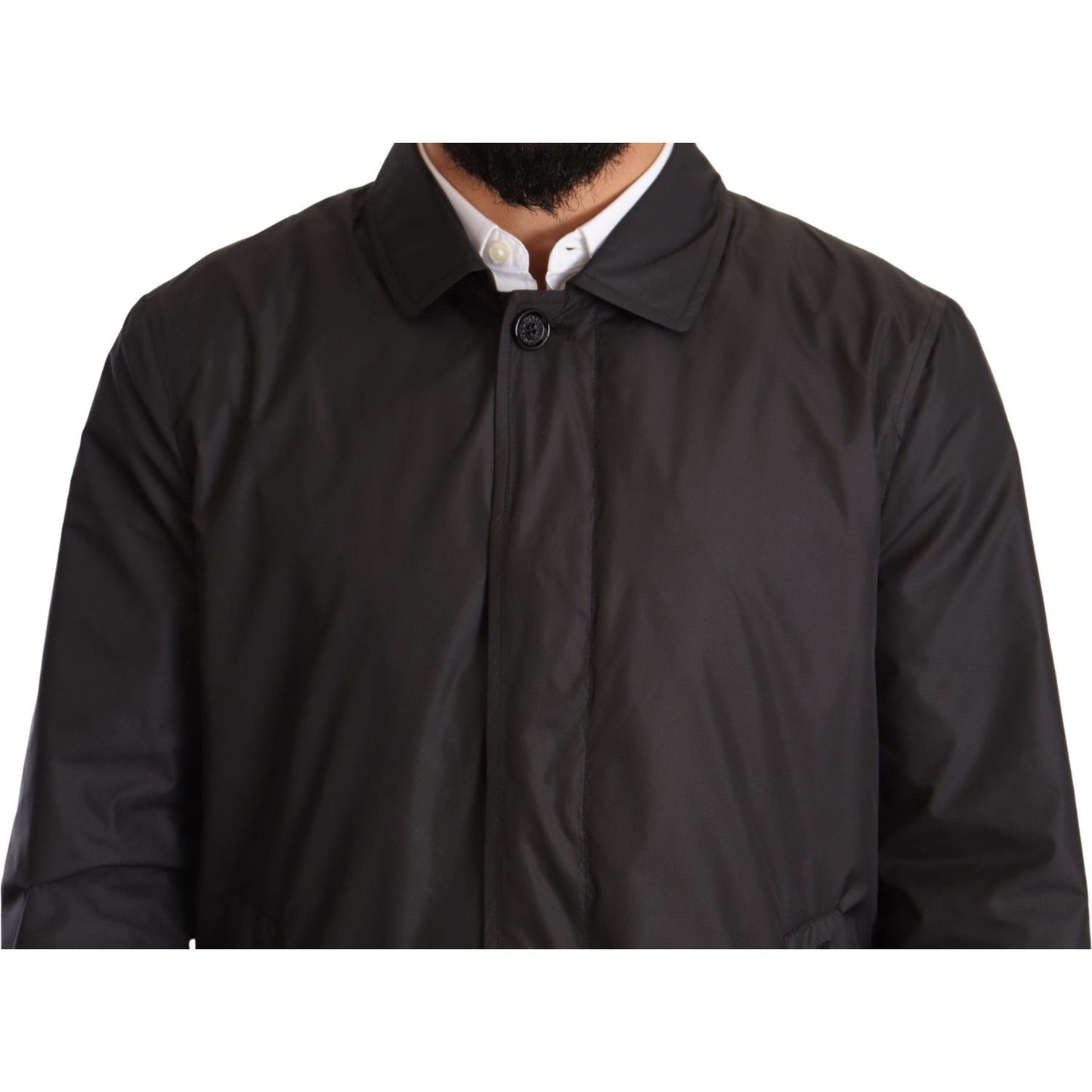 Dolce & Gabbana Black Polyester Mens Trench Coat Jacket JKT2924-44