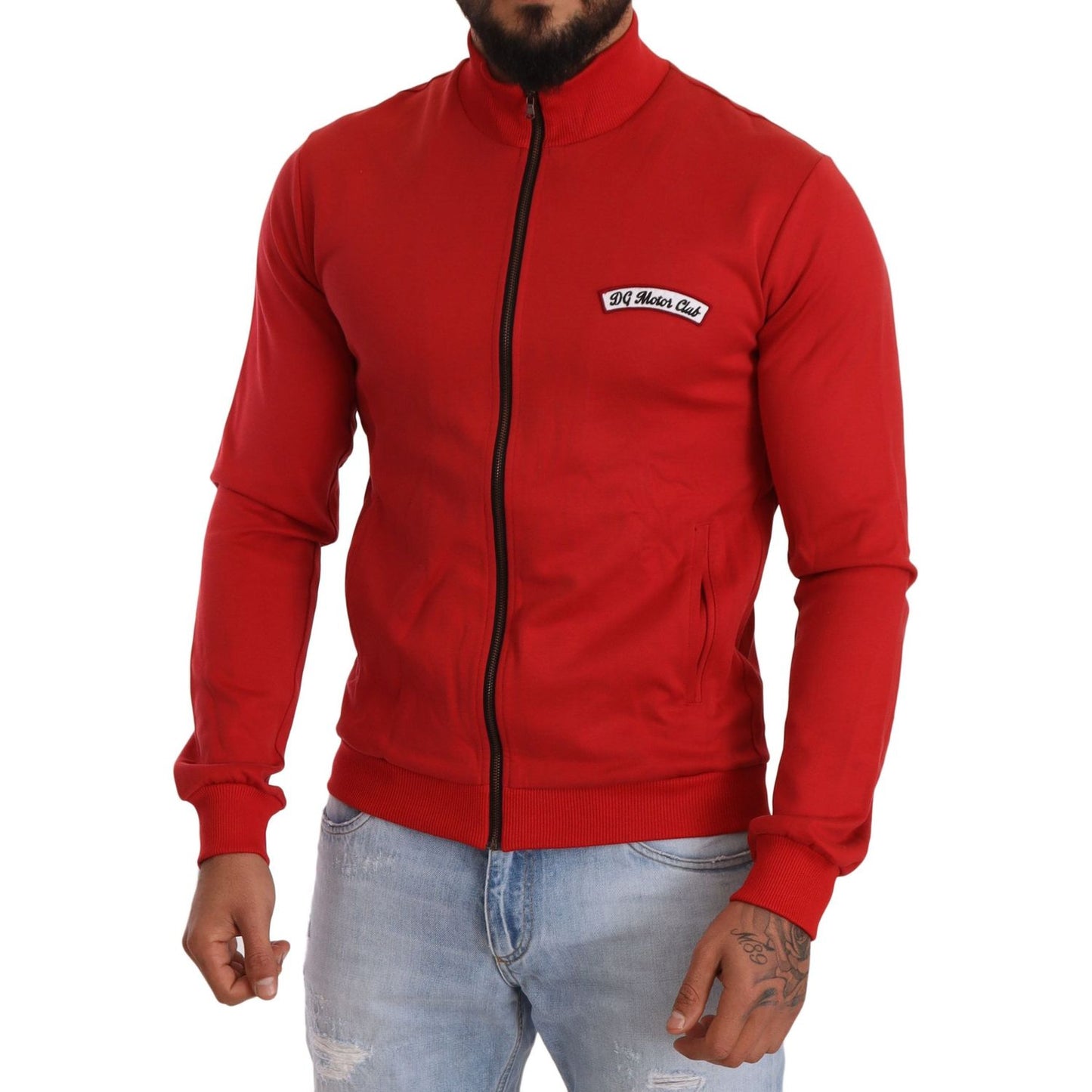 Dolce & Gabbana Red DG Motor Club Zipper Stretch Sweater TSH6247-44