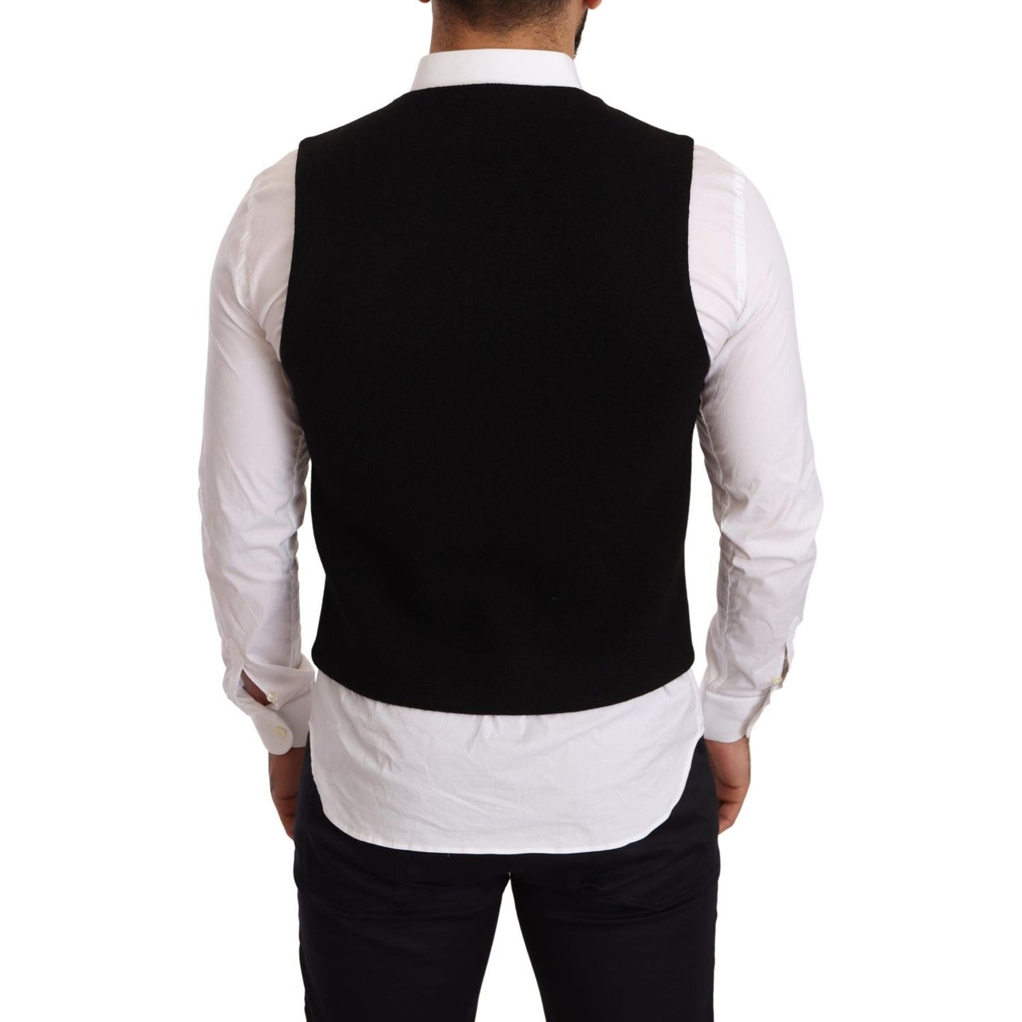 Dolce & Gabbana Black Cotton Single Breasted Waistcoat TSH6129-48
