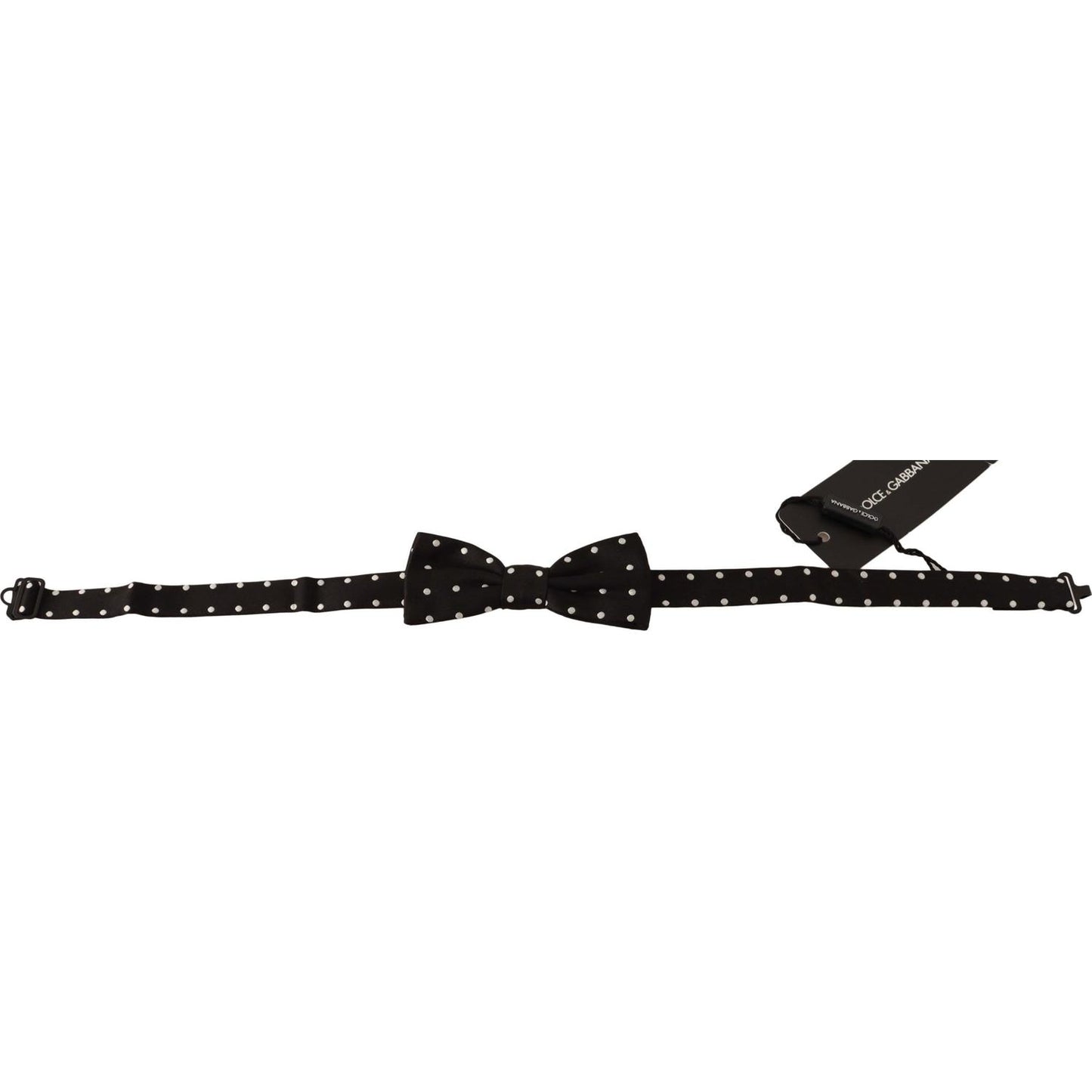 Dolce & Gabbana Black White Polka Dot Silk Adjustable Neck Papillon Bow Tie FT3503