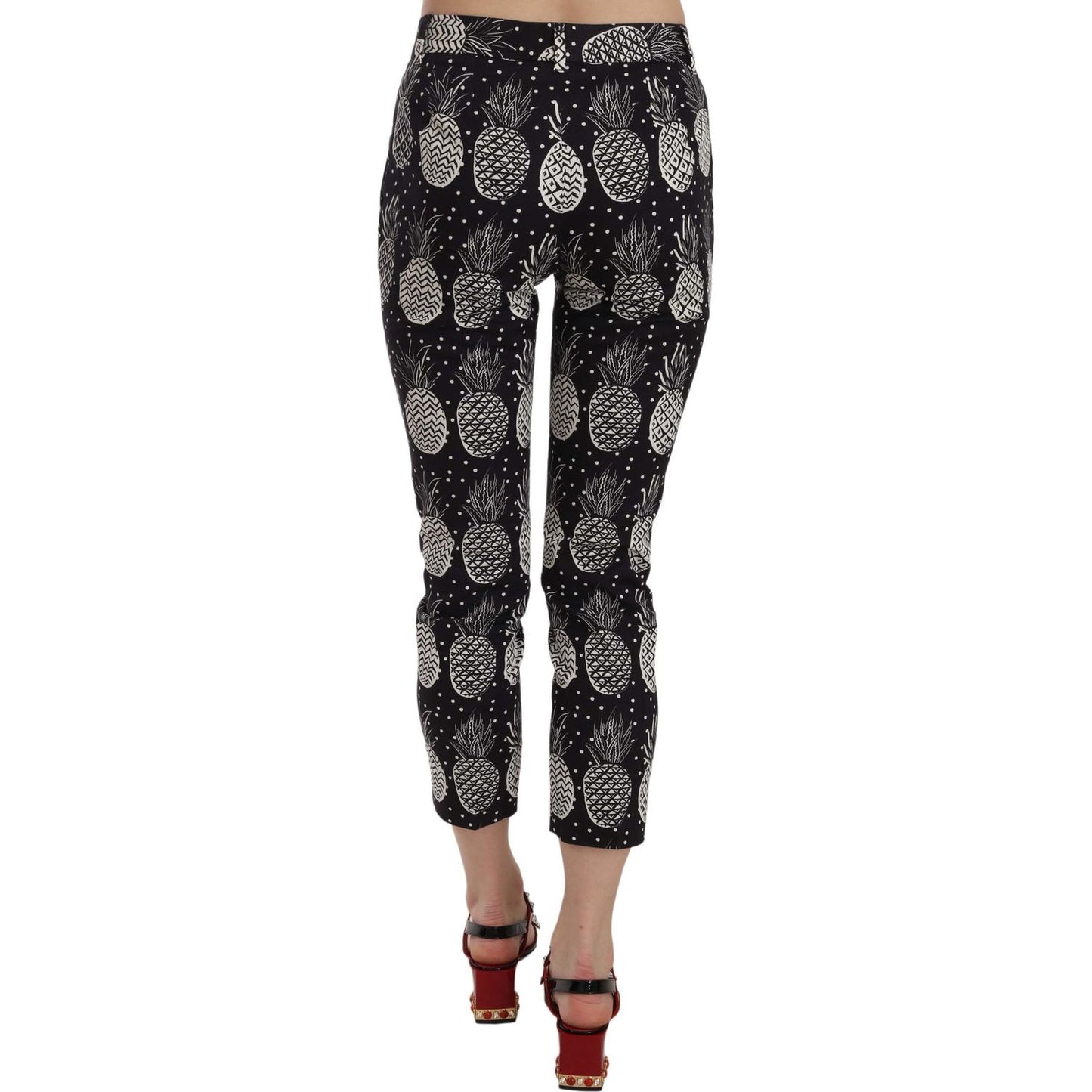 Dolce & Gabbana Black Pineapple Print Skinny Capri Pants PAN70045-40