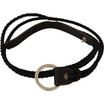 MILA SCHÖN Black Leather Slim Women Waistband Metal Buckle Belt BEL8041-85
