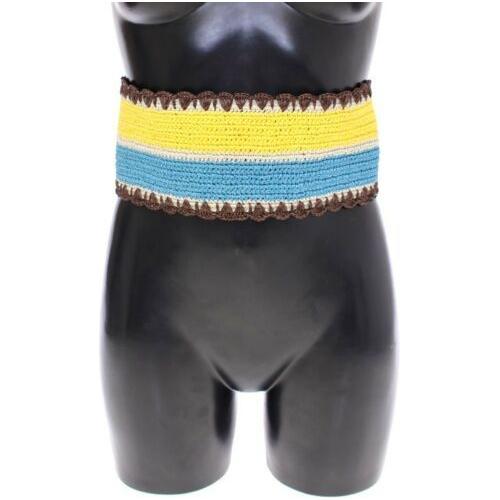 Dolce & Gabbana Yellow Striped Wide Waist Raffia Belt GSS20401-65