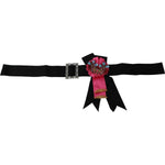 Dolce & Gabbana Black Pink Flower Brooch Crystals Cotton Belt SMY100475-38