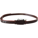 Costume National Brown Leather Double Rustic Silver Buckle Belt BEL61067-85
