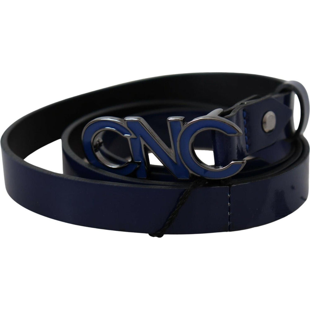 Costume National Blue Leather Logo Skinny Fashion Belt BEL61063- 85