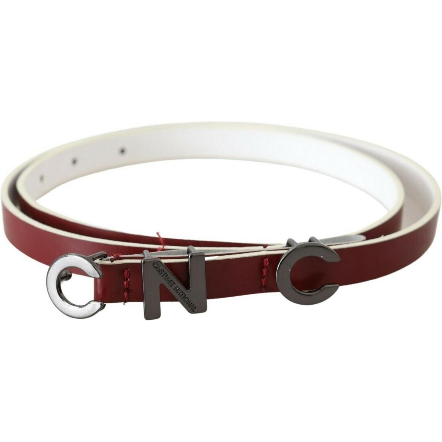 Costume National Maroon Leather Logo Skinny Fashion BEL61062- 85