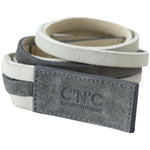 Costume National White Velvet Square Logo Design Waist Belt PAN71808