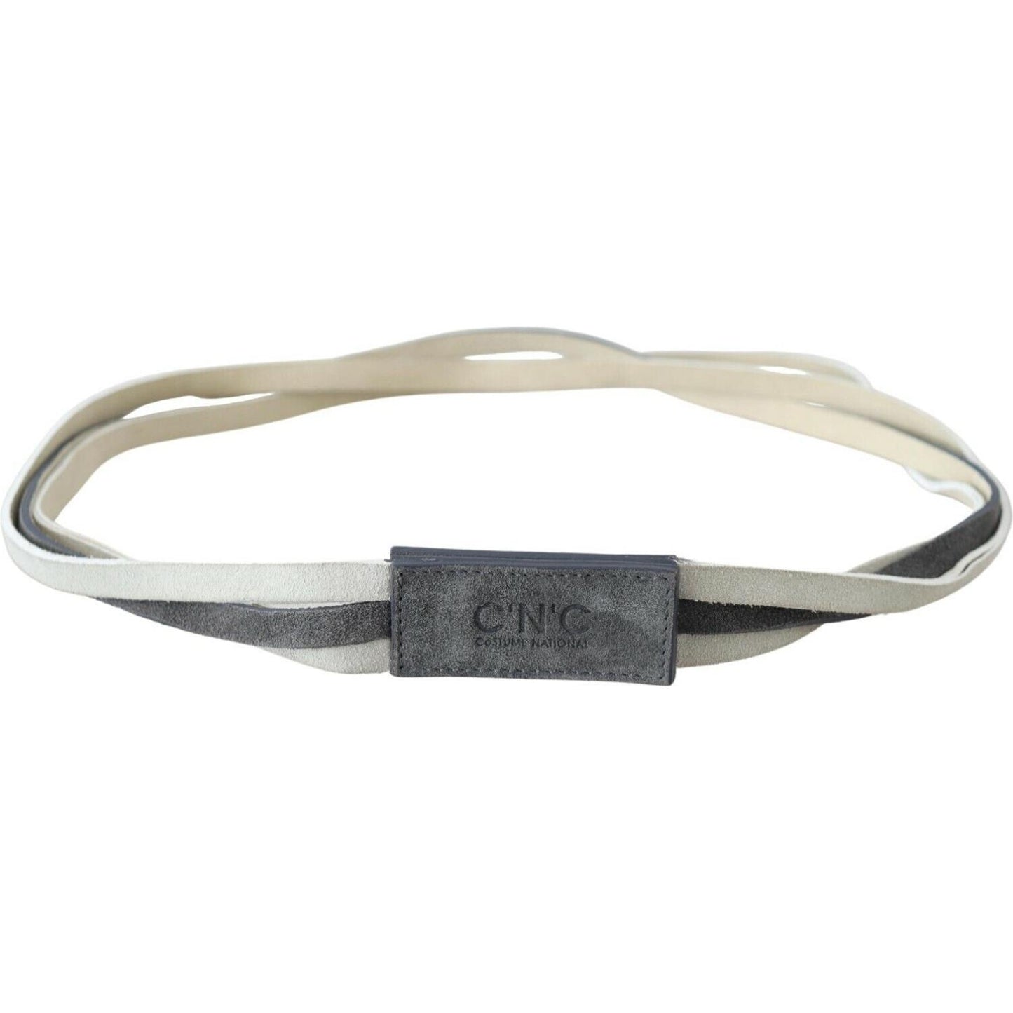 Costume National White Velvet Square Logo Design Waist Belt PAN71808