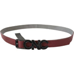 Costume National Maroon Skinny Leather Logo Fashion Belt BEL61057- 100