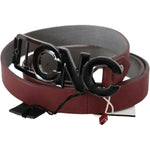 Costume National Maroon Skinny Leather Logo Fashion Belt BEL61057- 100