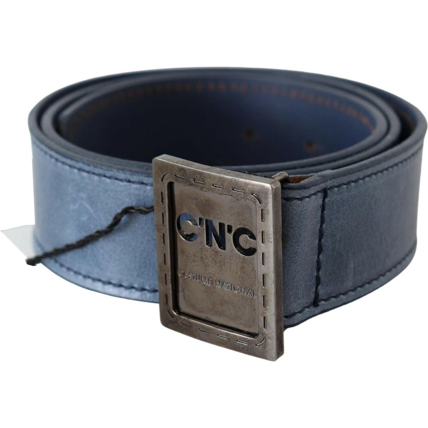 Costume National Blue Normal Leather Logo Buckle Belt BEL61055 -85