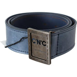 Costume National Blue Normal Leather Logo Buckle Belt BEL61055 -85