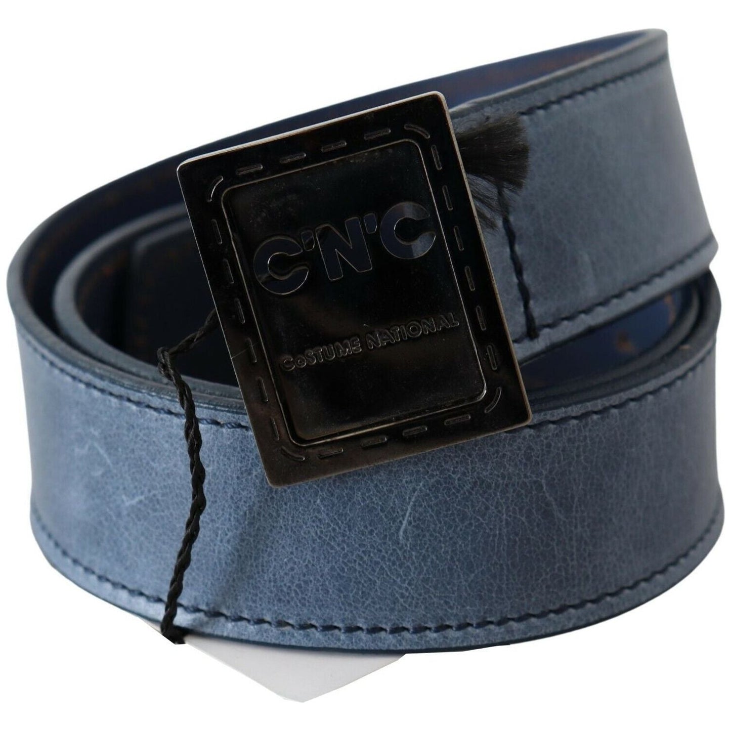 Costume National Blue Normal Leather Logo Buckle Belt BEL61055 -85
