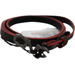 Costume National Black Maroon Skinny Leather Buckle Waist Belt BEL61054-85