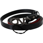 Costume National Black Skinny Leather Logo Buckle Belt BEL61053-85