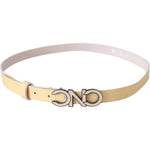 Costume National Beige Leather Pink Letter Logo Belt PAN71819-85