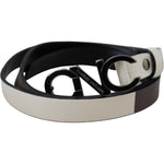 Costume National White Black Leather Letter Logo Buckle Belt PAN71821- 90