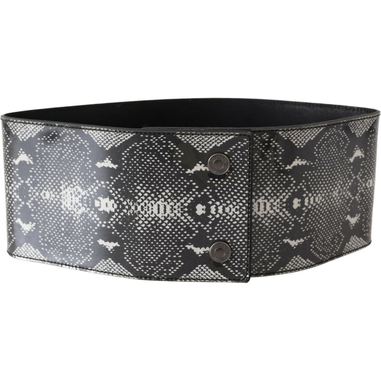 Ermanno Scervino Black Wide Leather Snakeskin Design Waist Belt PAN71824- 65