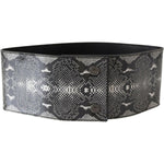Ermanno Scervino Black Wide Leather Snakeskin Design Waist Belt PAN71824- 65