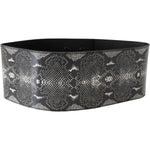 Ermanno Scervino Black Wide Leather Snakeskin Design Waist Belt PAN71824- 65