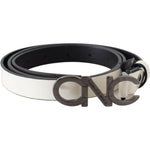 Costume National Belt Mettalic Gray Leather Logo Belt BEL60977- 85