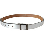 Costume National Brown Metallic Silver Leather Belt PAN71811- 85