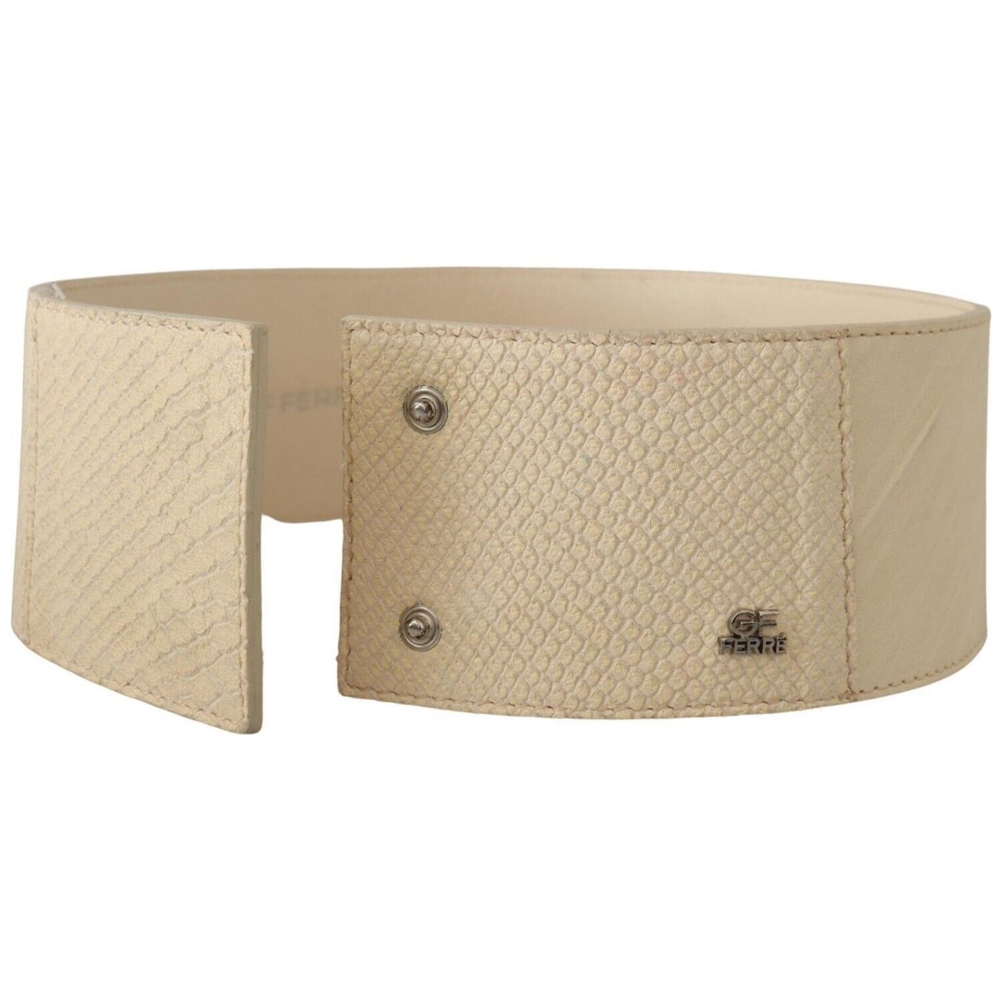 GF Ferre White Waxed Cotton Wide Fashion Belt BEL8047 - 70
