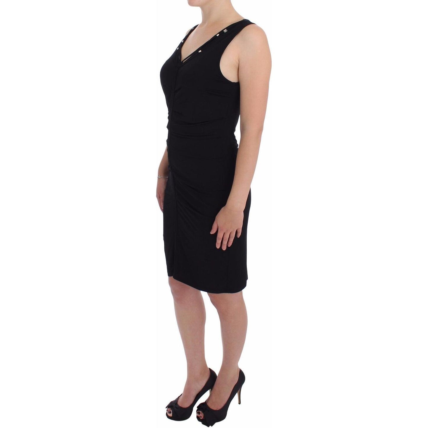 Roccobarocco Black Stretch Wiggle Pencil Sheath Bodycon Dress SIG17260- 48