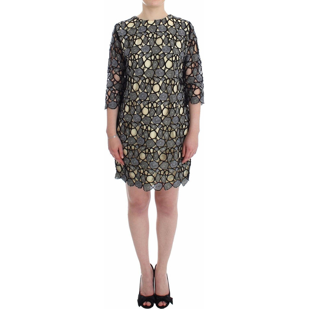 Lanre Da Silva Ajayi Black Cream Sheath Dress Shift Mini Dress SIG12523- L