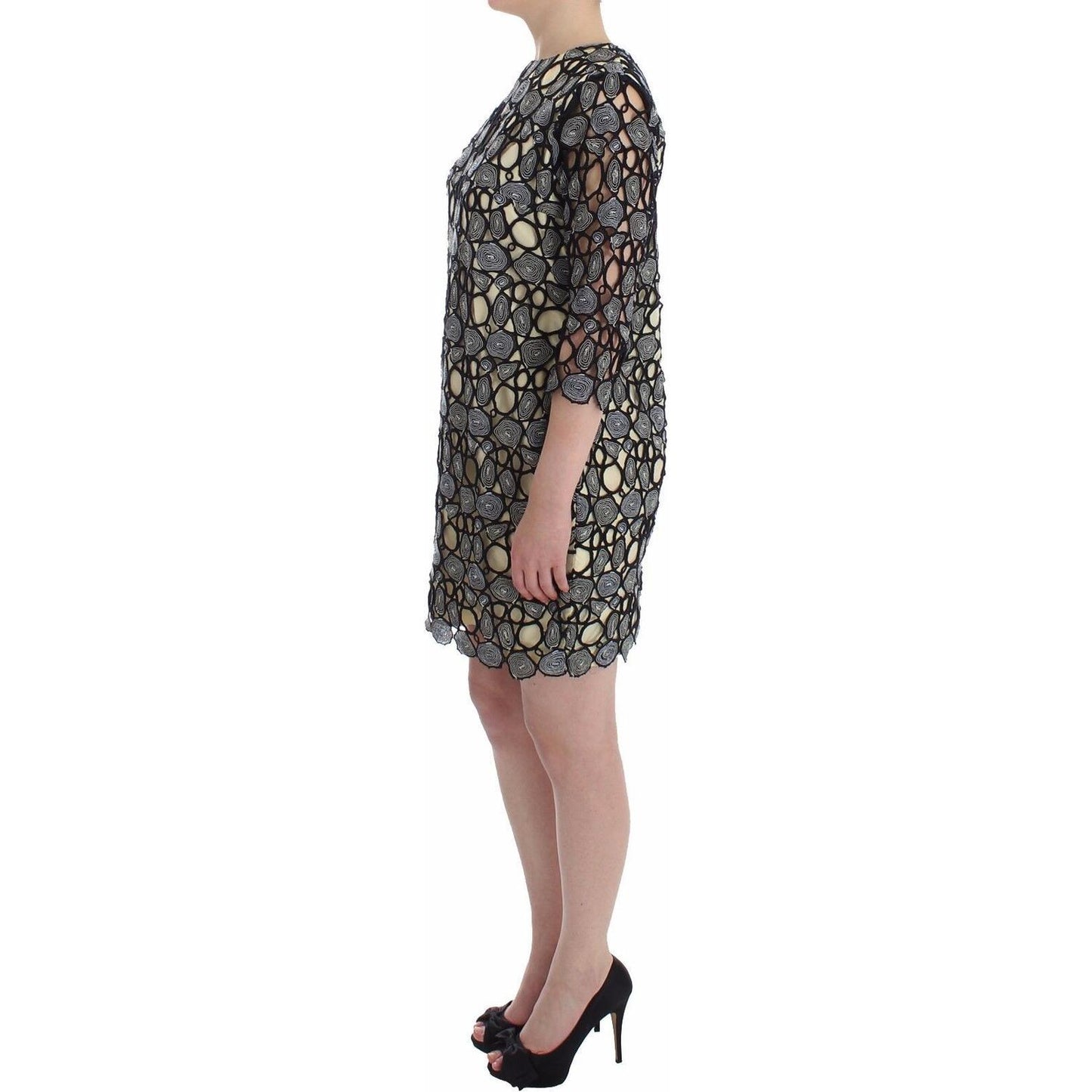 Lanre Da Silva Ajayi Black Cream Sheath Dress Shift Mini Dress SIG12523- L