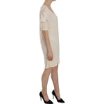 Costume National Cream Round Neck Knee Length Dress TSH3711- 44