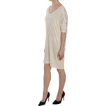 Costume National Cream Round Neck Knee Length Dress TSH3711- 44