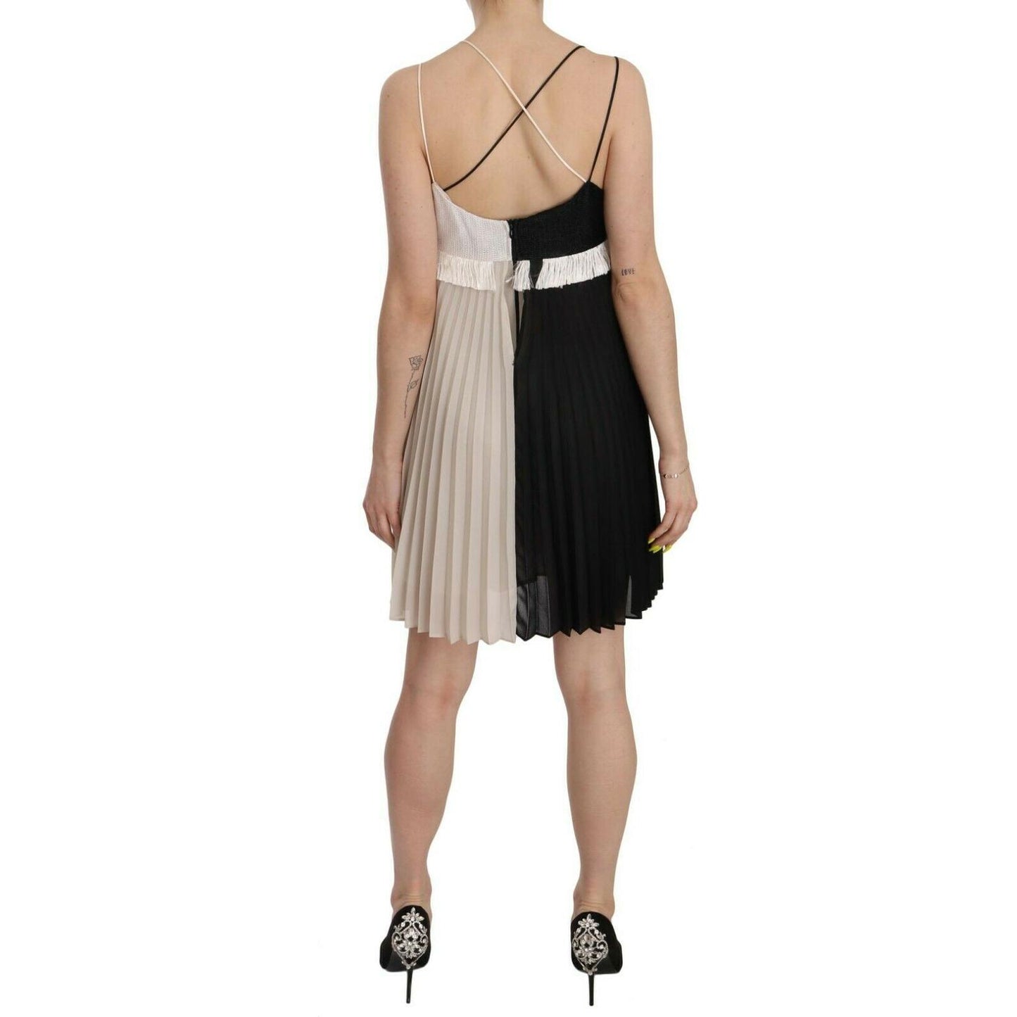 PINKO Black and White Mini Sleeve less A-line Princess Dress TSH3647- 42