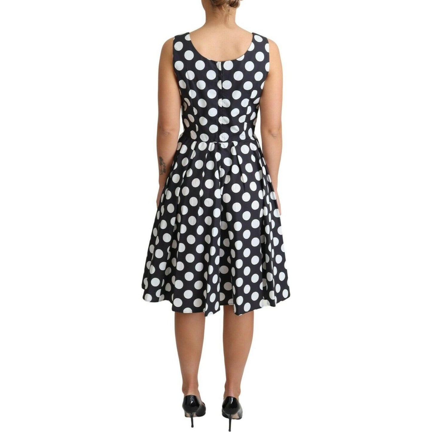Dolce & Gabbana Black Polka Dotted Cotton A-Line Dress